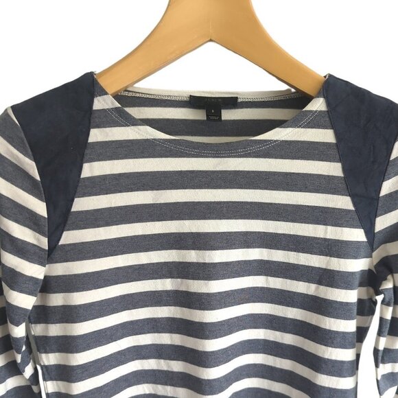J. Crew Striped Suede-Shoulder T-Shirt - Picture 4 of 5